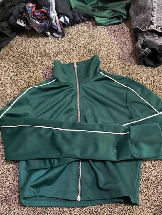H&M Jackets & Blazers - H&M Dark Teal Satin-Look Top with Branded Tag